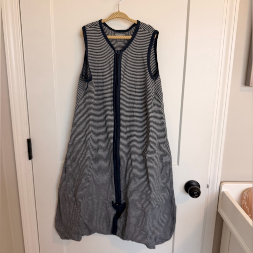Striped Navy Kids Sleep Sack - Sleeveless Zip Front